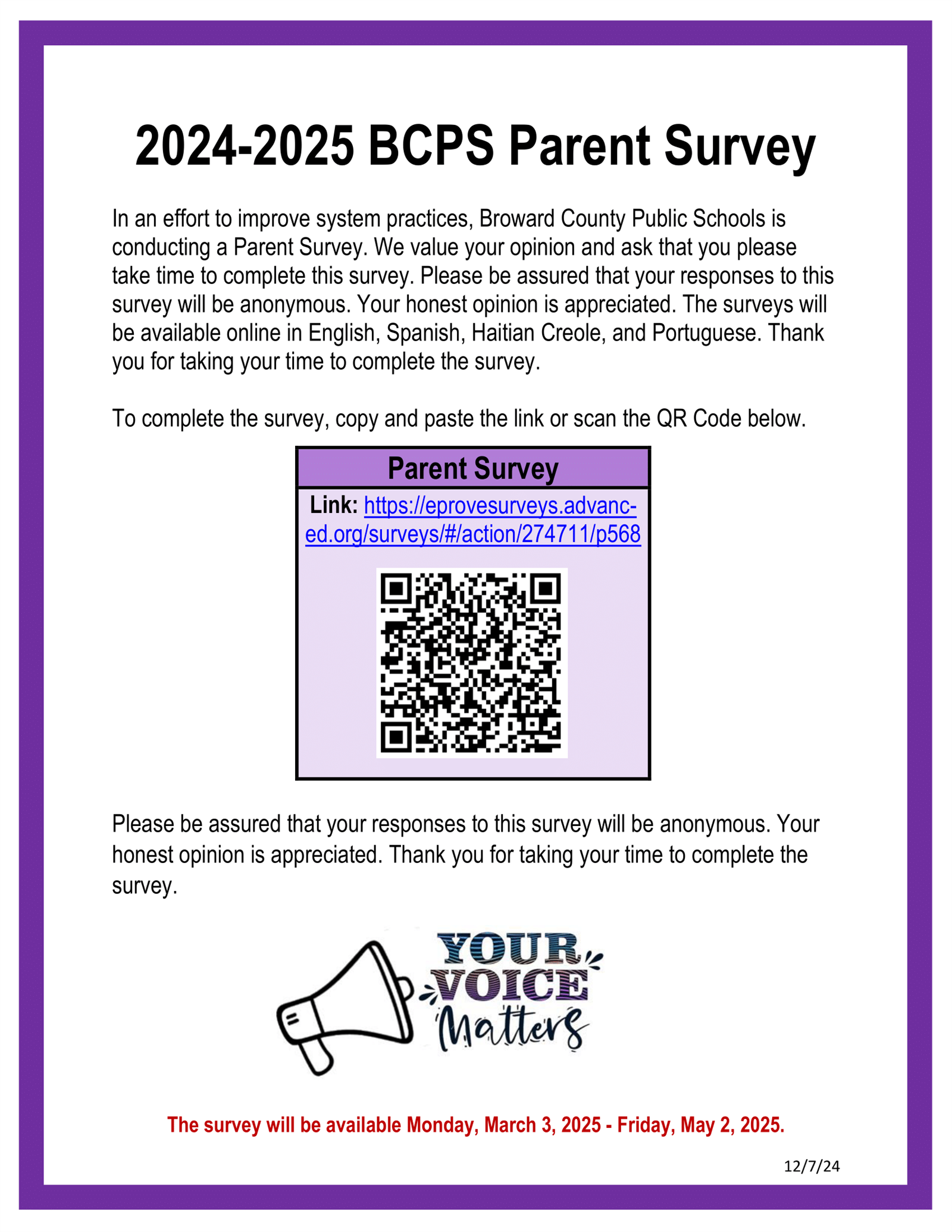  BCPS Customer Survey